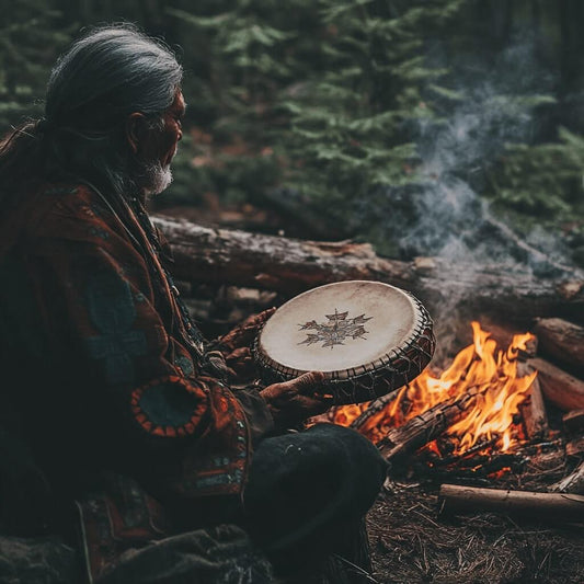 Pratique chamanique traditionnelle avec sage et objets sacrés