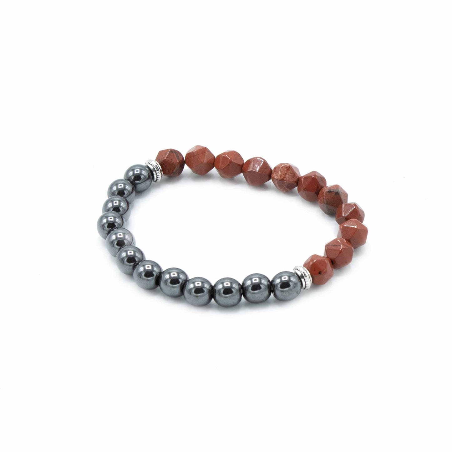 Bracelet magnétique en pierre naturelle de Jaspe Rouge sculptée - énergie et stabilité