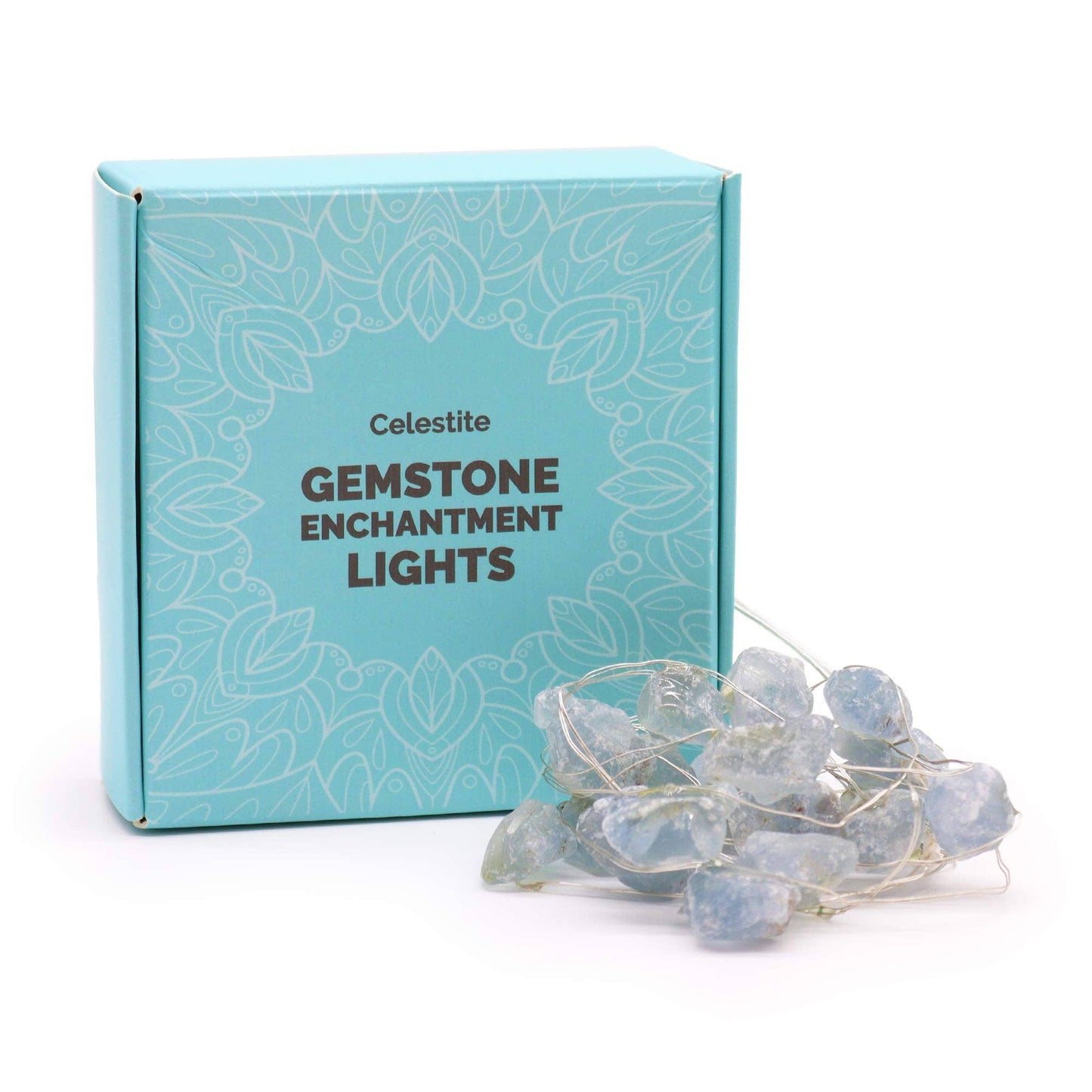 Une guirlande lumineuse en pierres naturelles de Célestine.