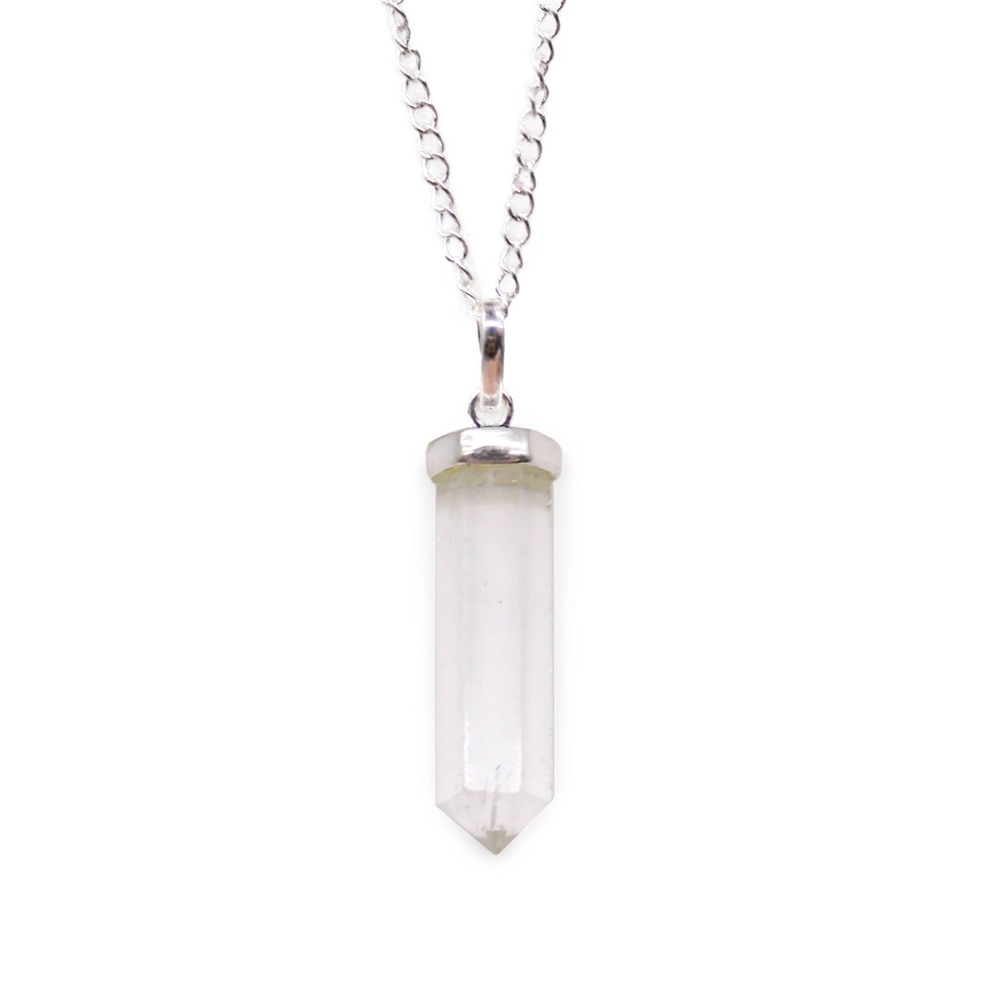Pendentif classique en Quartz Cristal avec chaîne