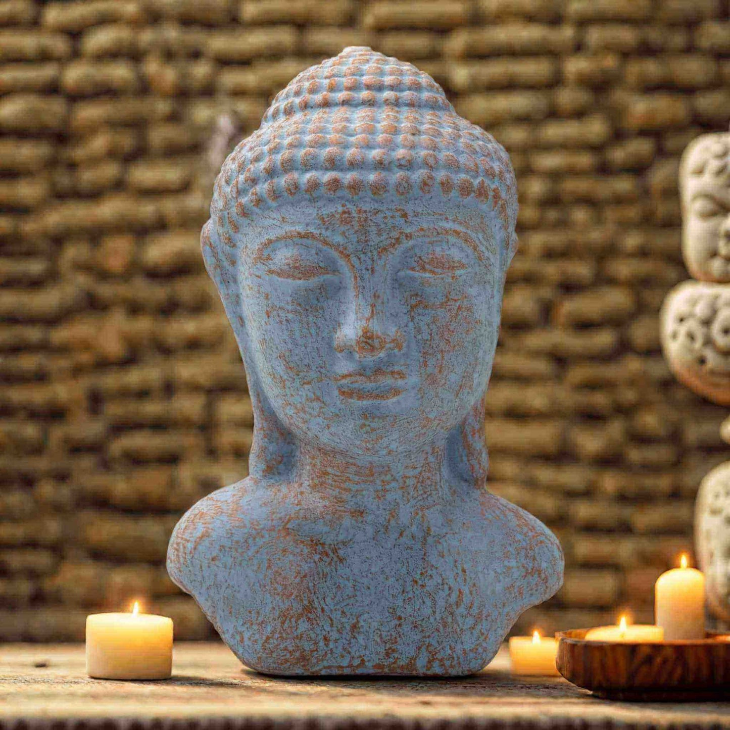 Tête de Bouddha Cuivre Bleu