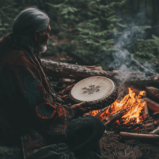 Pratique chamanique traditionnelle avec sage et objets sacrés 