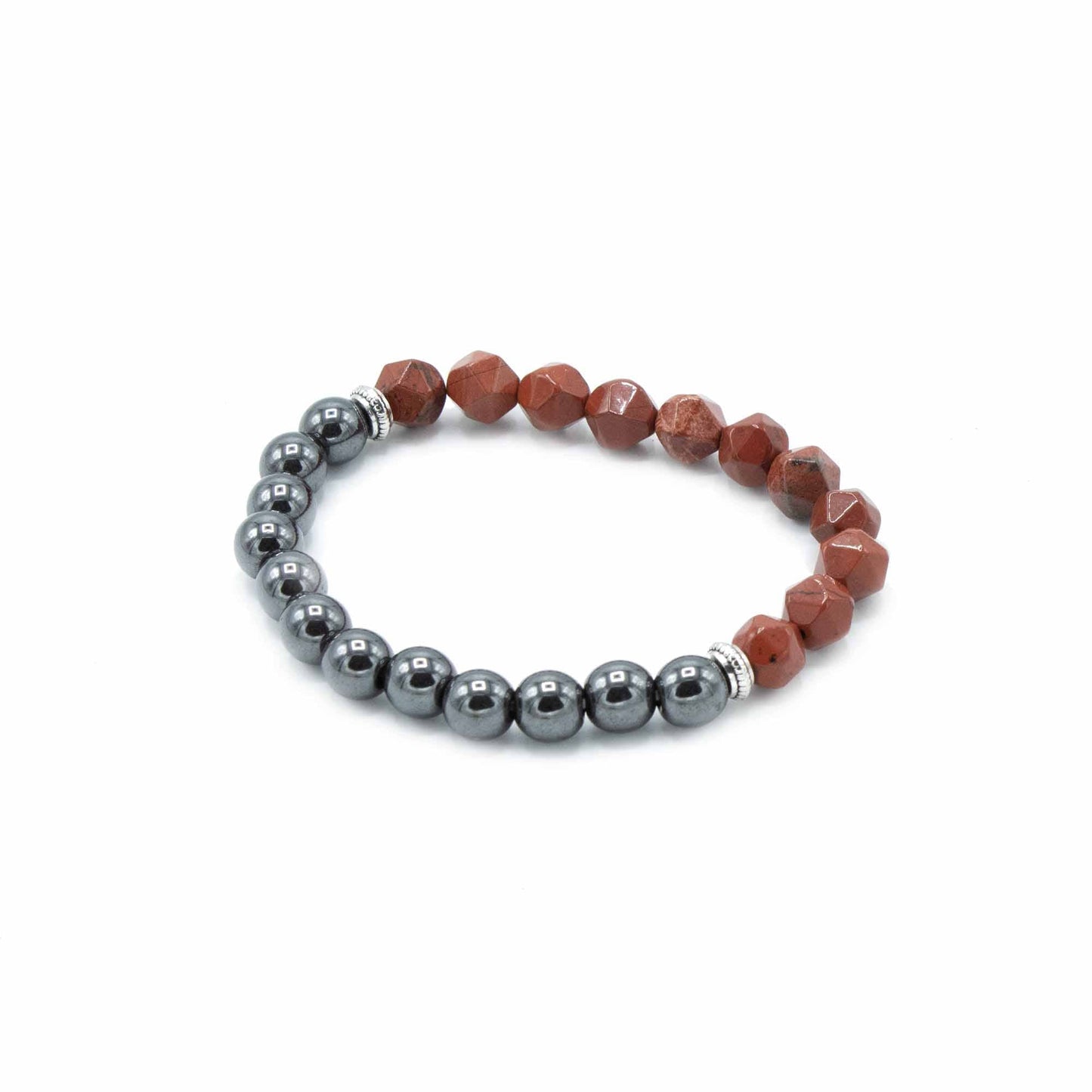  Bracelet magnétique en pierre naturelle de Jaspe Rouge sculptée - énergie et stabilité