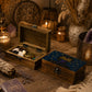 Boîte à bijoux You Are Stardust ouverte contenant cristaux quartz et objets rituels en ambiance mystique nocturne.