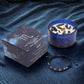 Bougie zodiaque Scorpion constellation avec bracelet pierres quartz fumé lapis lazuli obsidienne noire.