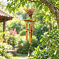 Carillon à vent en bambou avec hibou artisanal en fibre de coco, décoration jardin de style balinais