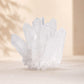 Grappe de quartz clair aux pointes transparentes posée sur table claire