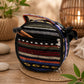 Housse de transport tissée ethnique avec mailloches en bois pour tongue drum paisley 18cm.