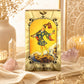 Boîte dorée du jeu de tarot Œil avec illustration classique de la carte Le Fou