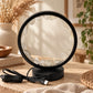 Lampe cercle en quartz transparent éteinte, pierres brutes et câble USB avec interrupteur