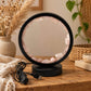 Lampe en pierre naturelle, éclats de quartz rose dans un cercle de fer noir, câble USB