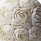 Détail macro des roses de coquillages assemblées à la main sur la lampe œuf.