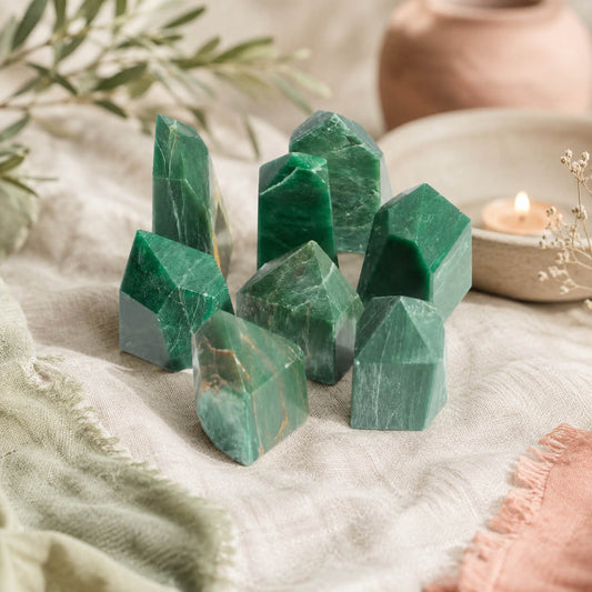 Lot de pointes d'aventurine verte regroupées