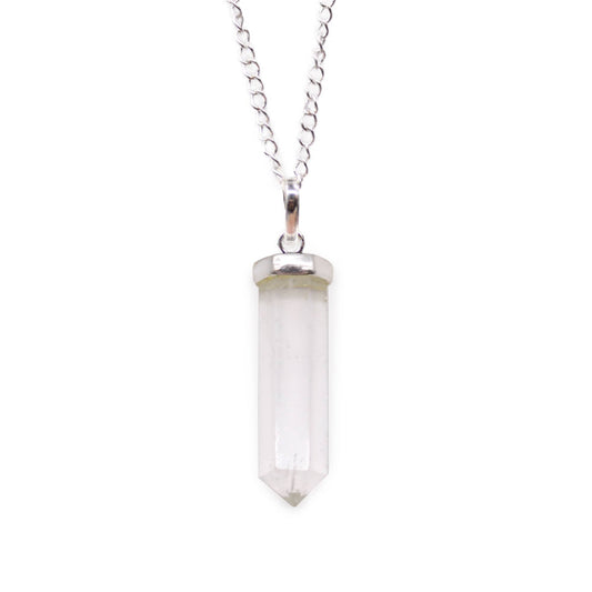 Pendentif classique en Quartz Cristal avec chaîne 